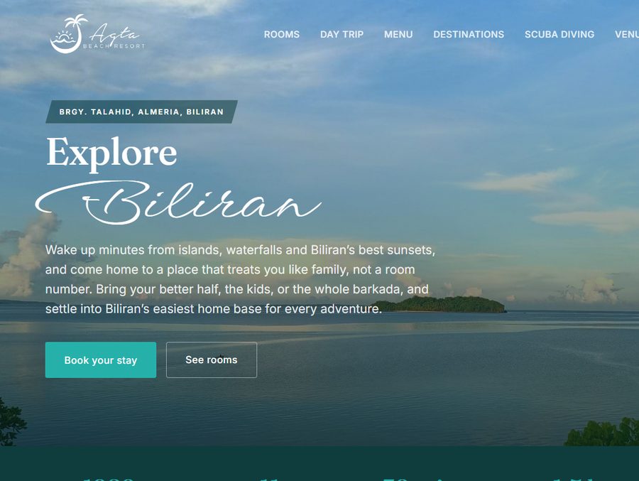 Agta Beach Resort website homepage